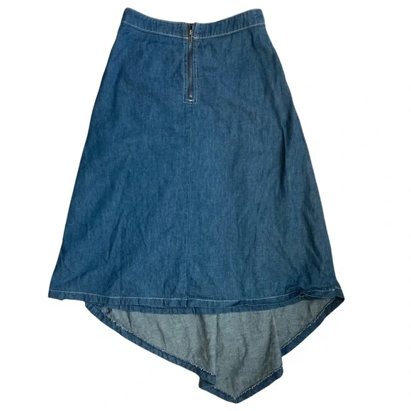 Anthropologie: Denim Wrap Asymmetrical Hem Skirt | Sz 2 - Picture 8 of 8